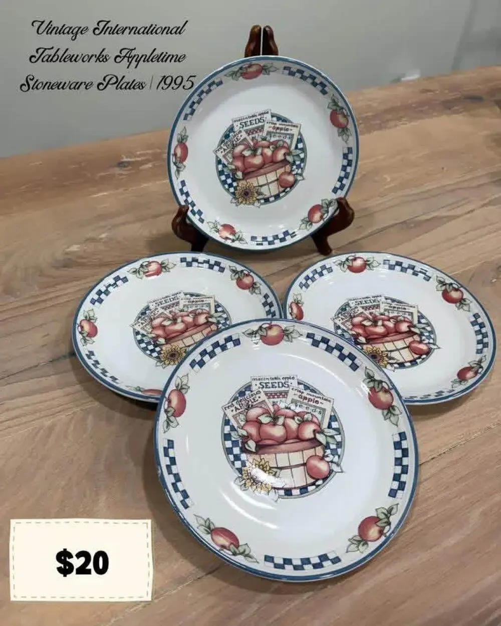 Vintage International Tableworks Appletime Stoneware Plates 1995